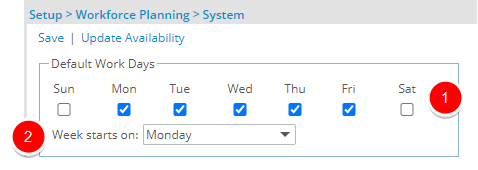 Default Work Days section