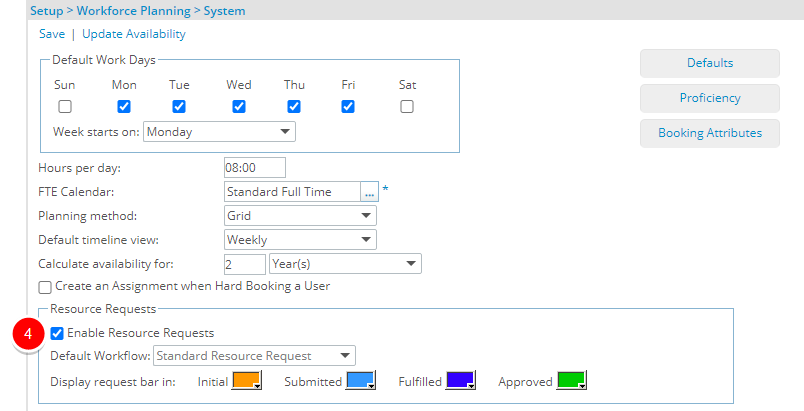 Turn the Resource Request functionality on