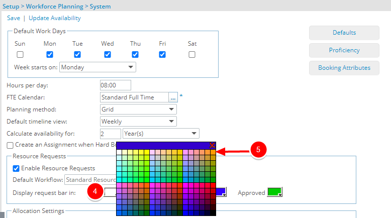 Turn the Resource Request functionality on