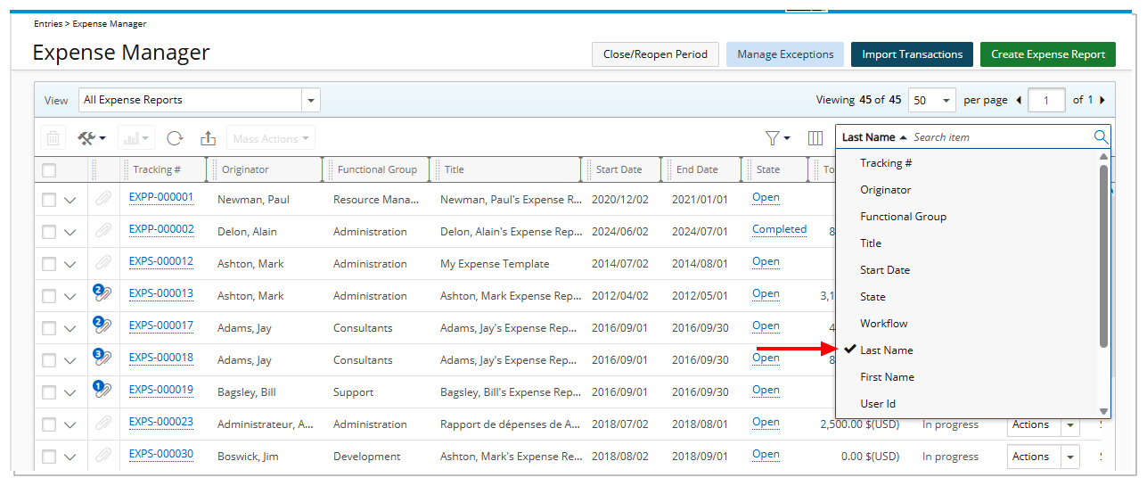 Select a search criterion