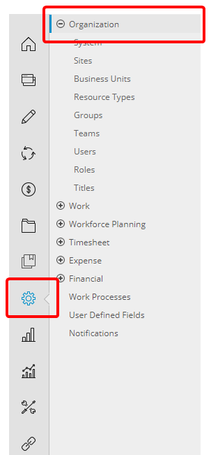 View the Icon Bar with the Setup icon selected