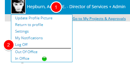 Access your user profile menu