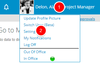 Access your user profile menu