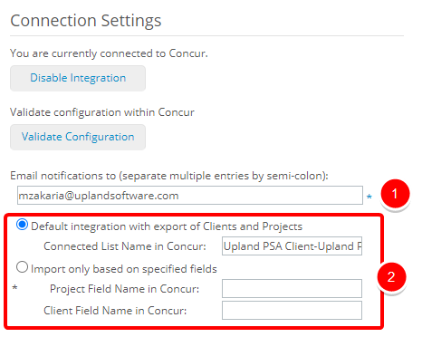 Connection Settings