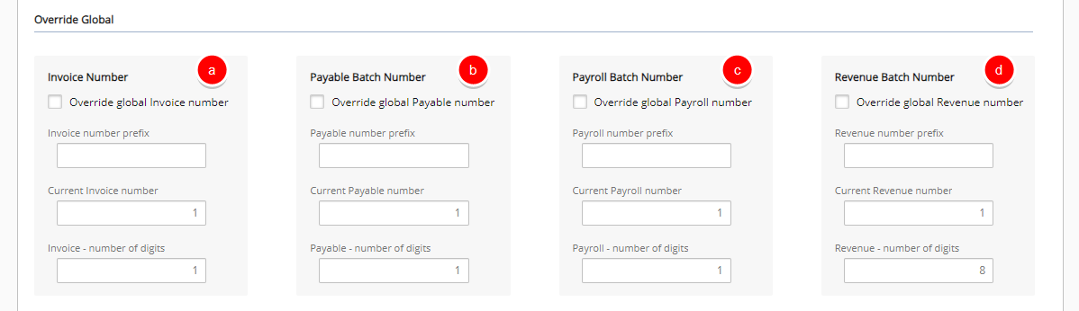 Override Global settings from this section
