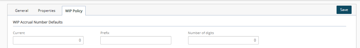 WIP Accrual Number Defaults