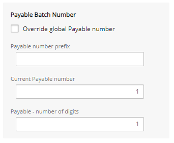 Override global Payable number