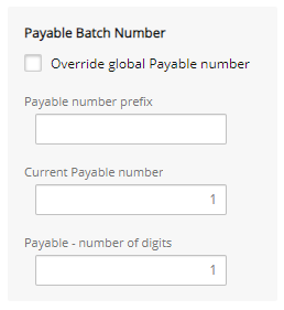 Override global Payable number