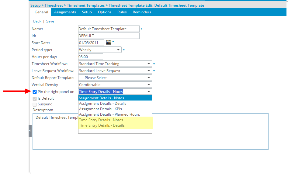 New Options to Pin the Time Entry Details Panel