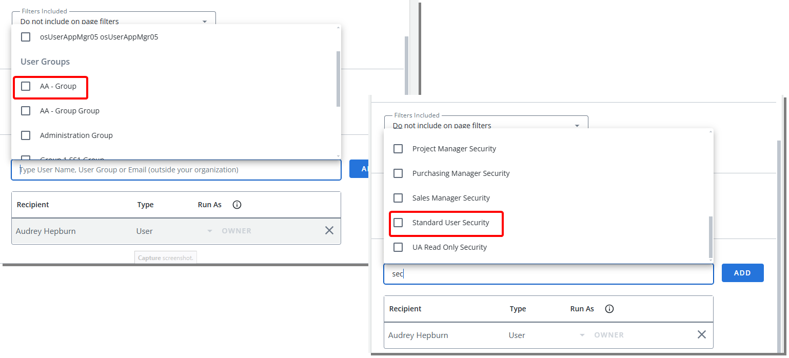 Send Subscriptions to User Groups and User Security Roles