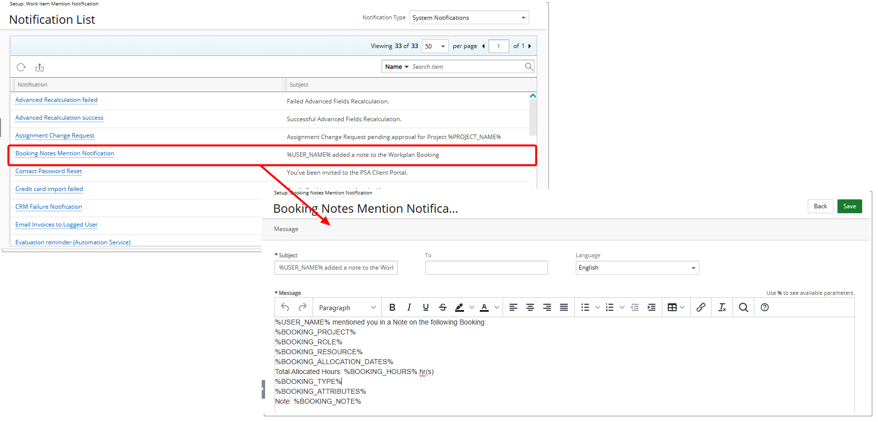 Booking Notes Mention Notification