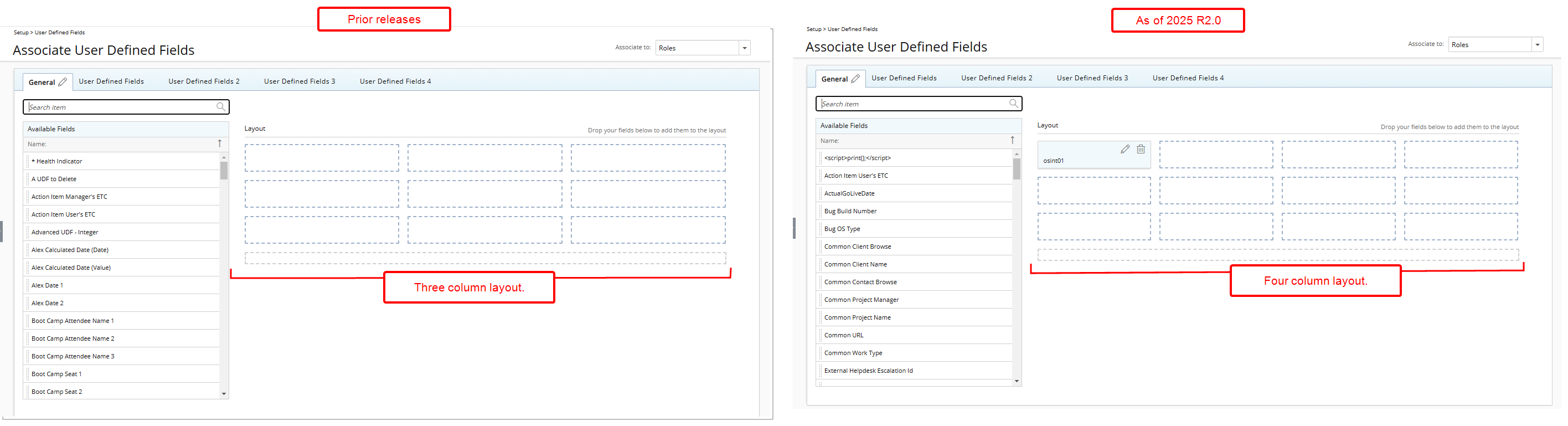 Addition of a Fourth Column to Display UDFs Associated with Roles