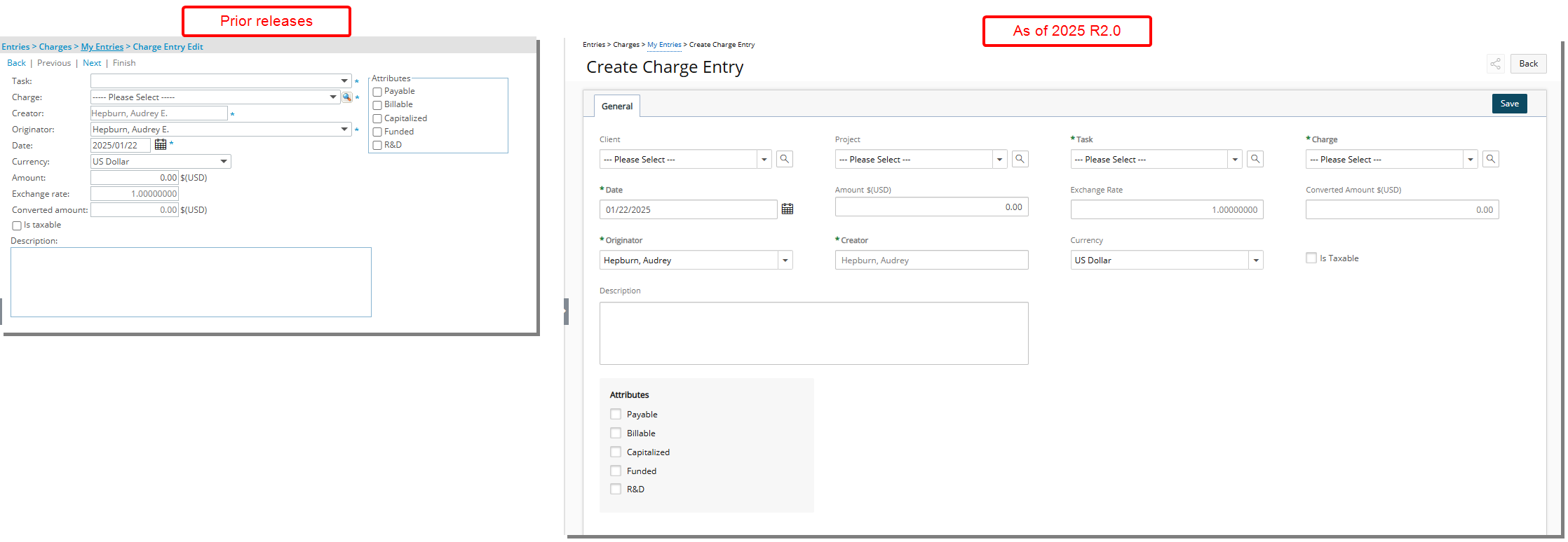 Improved Charge Entry Page