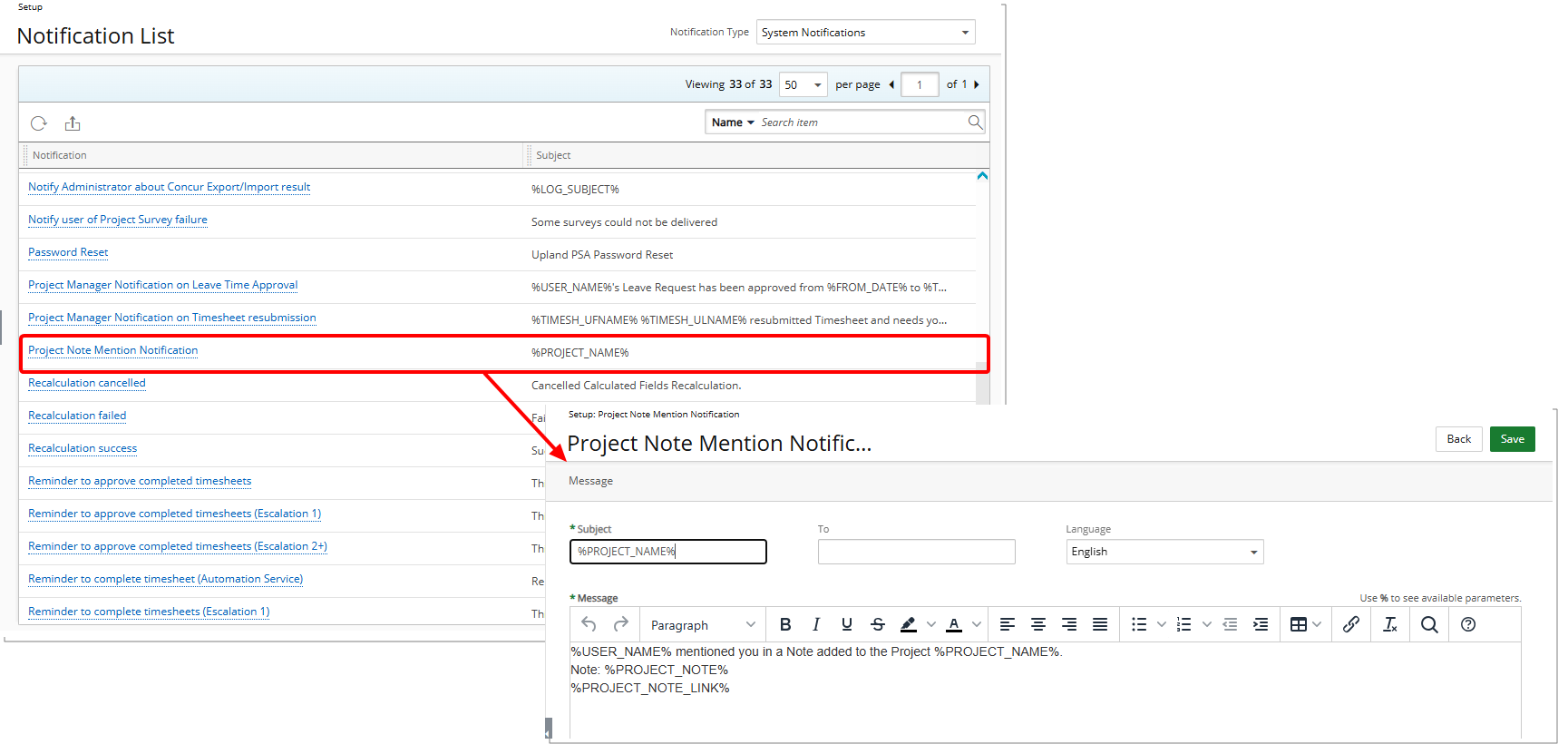 Project Notes Mention Notification
