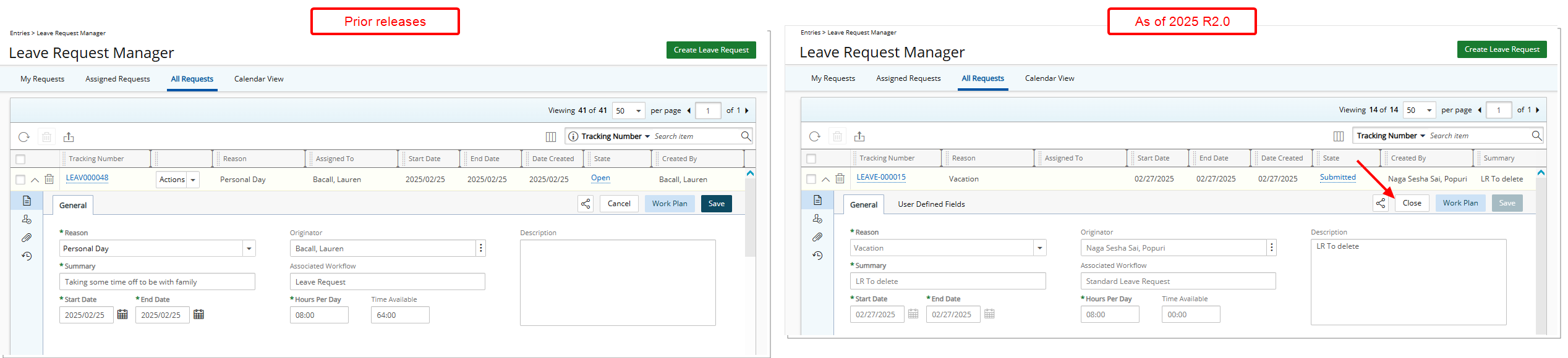 Leave Request Expanded Row
