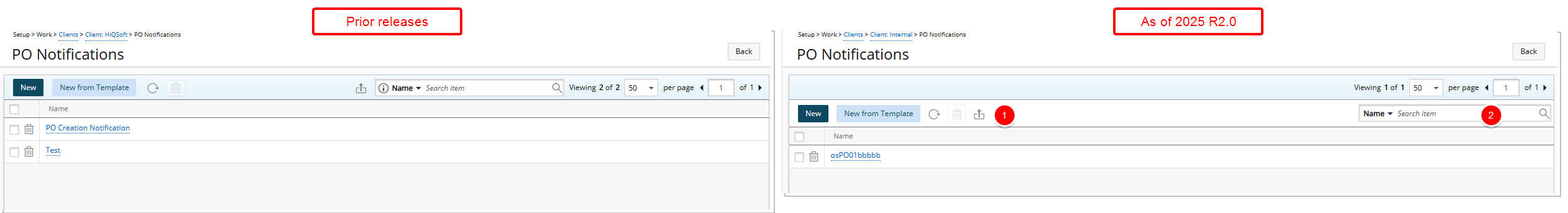 POs Notifications in Client Edit