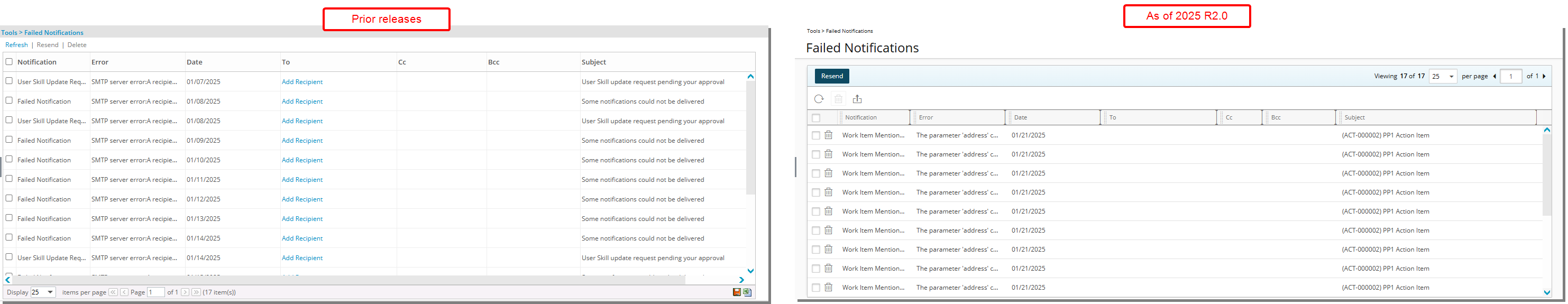 Improved Failed Notifications Page