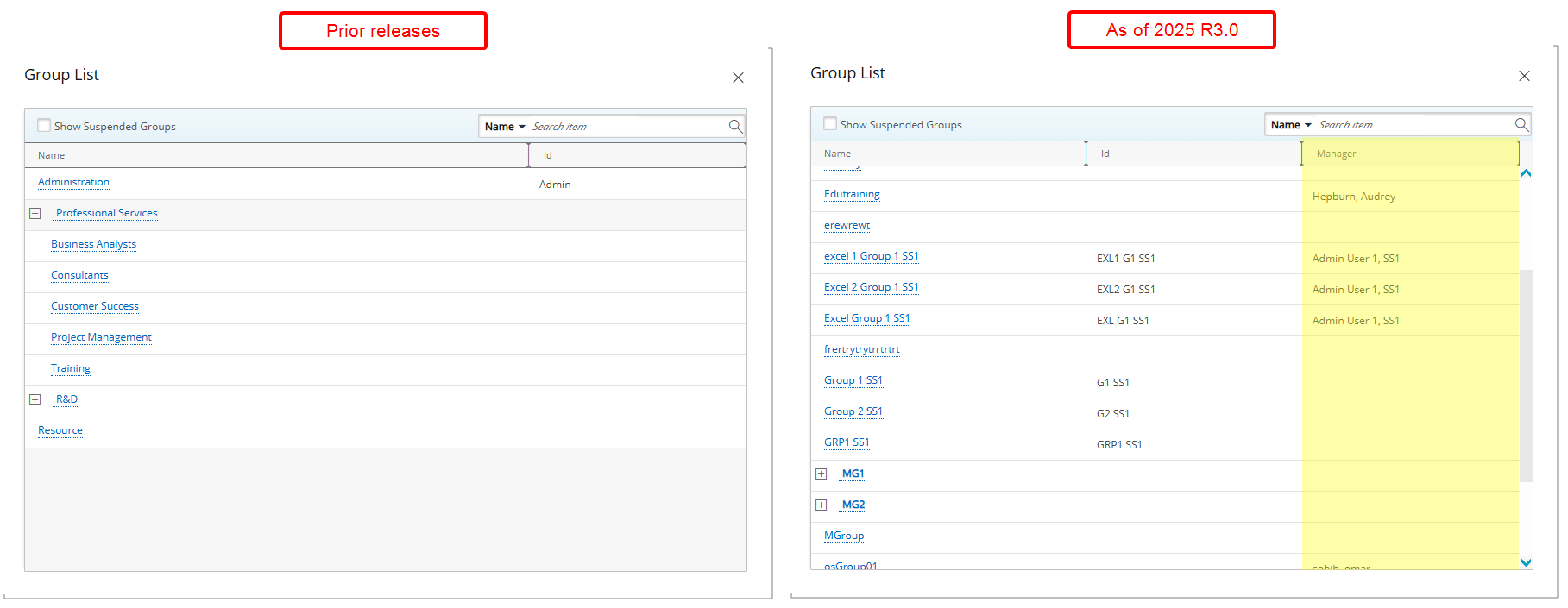 Addition of Manager Column When Browsing for a Group