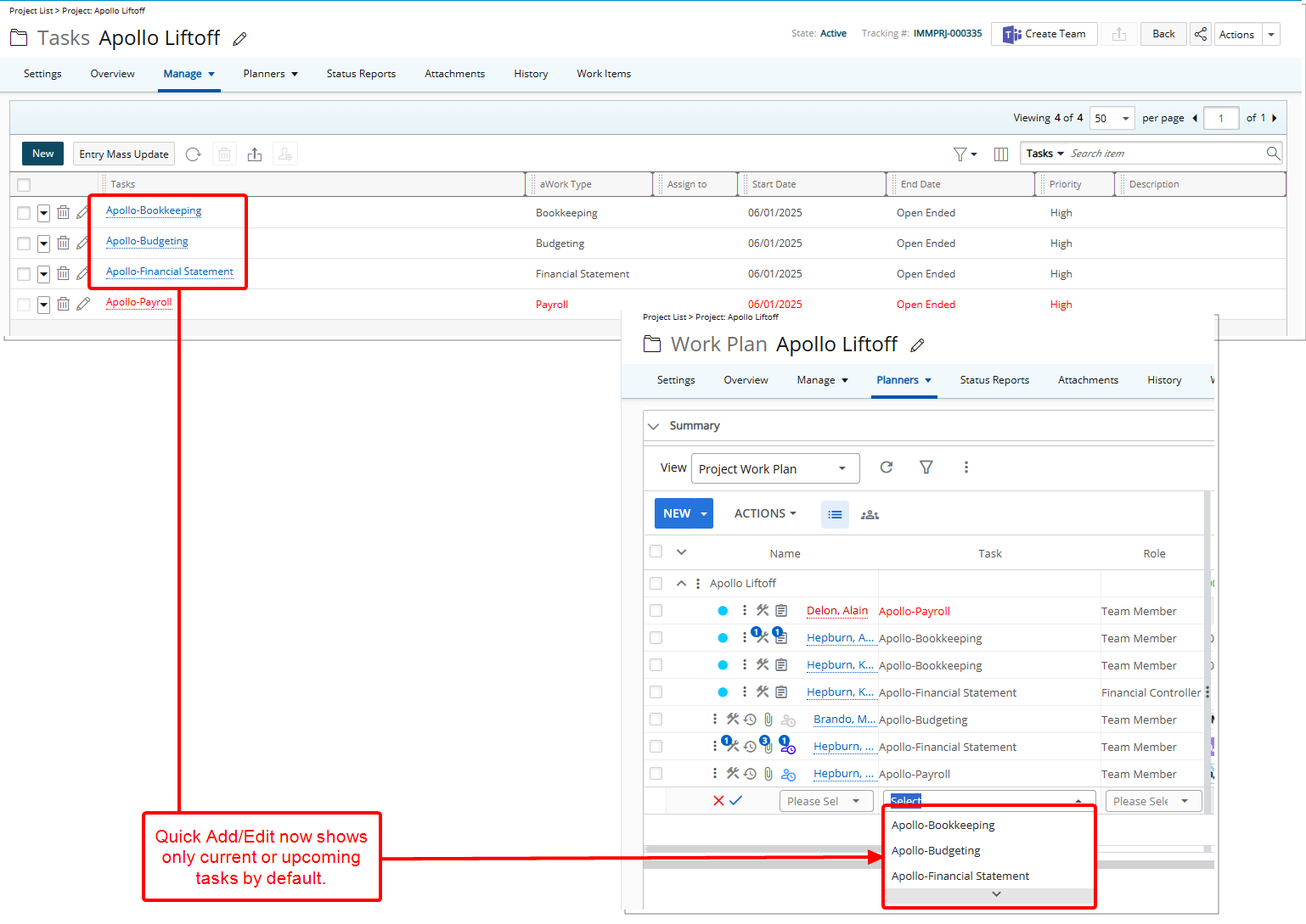 Streamlined Task Selection in Quick Add/Edit