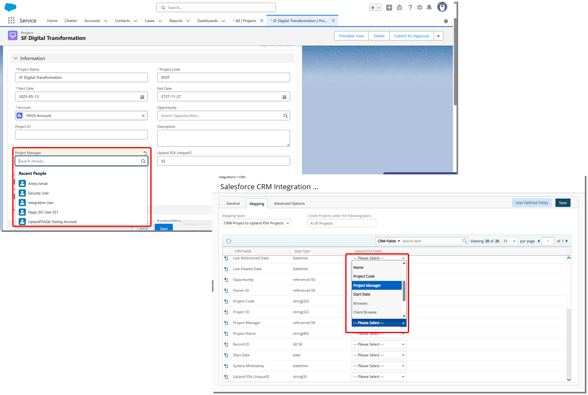  Salesforce Integration: Support for Project Manager Field in Project Mapping