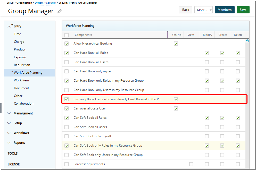 New Security Permission to Limit Bookings to Users Already Hard Booked on the Project