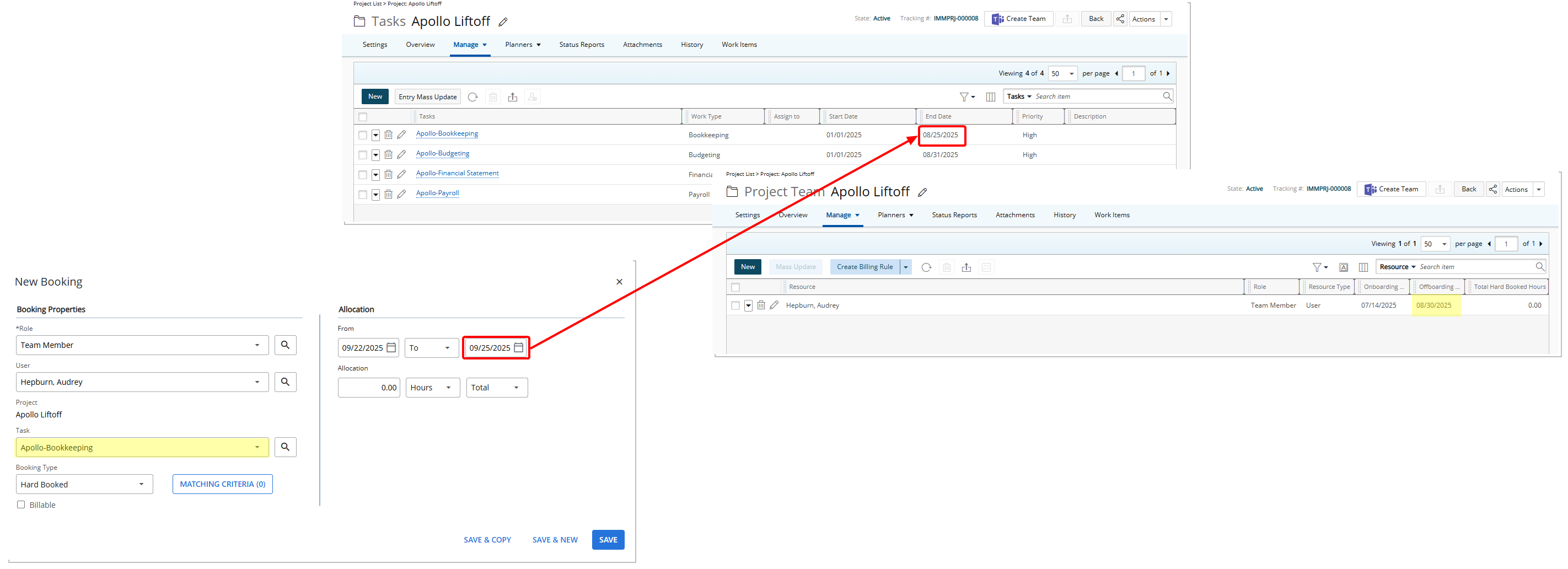 Allocation End Date = Task End Date