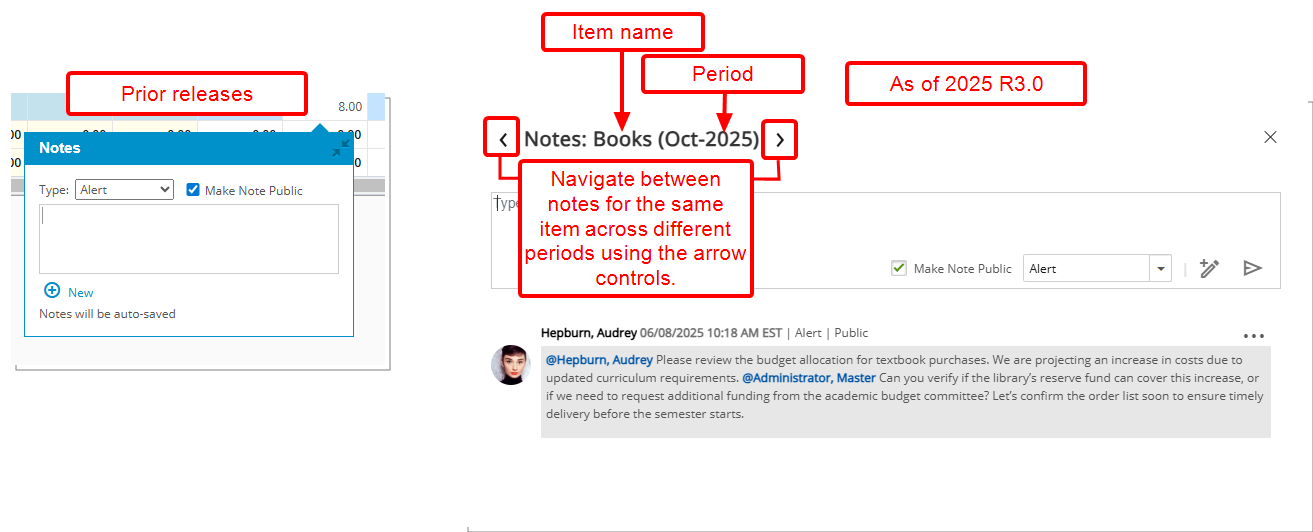 The Notes dialog box for Financial Planner now features an improved UI/UX that aligns with other Notes dialog boxes, such as Project Notes. 