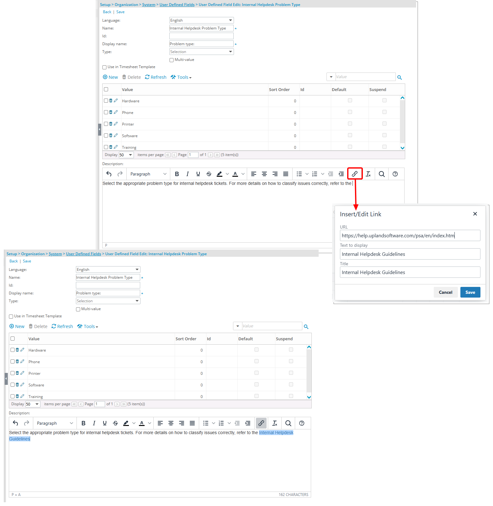 Rich Text Editor in User Defined Field Descriptions