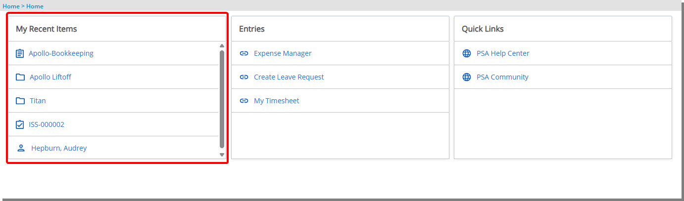 End User Experience - My Recent Items