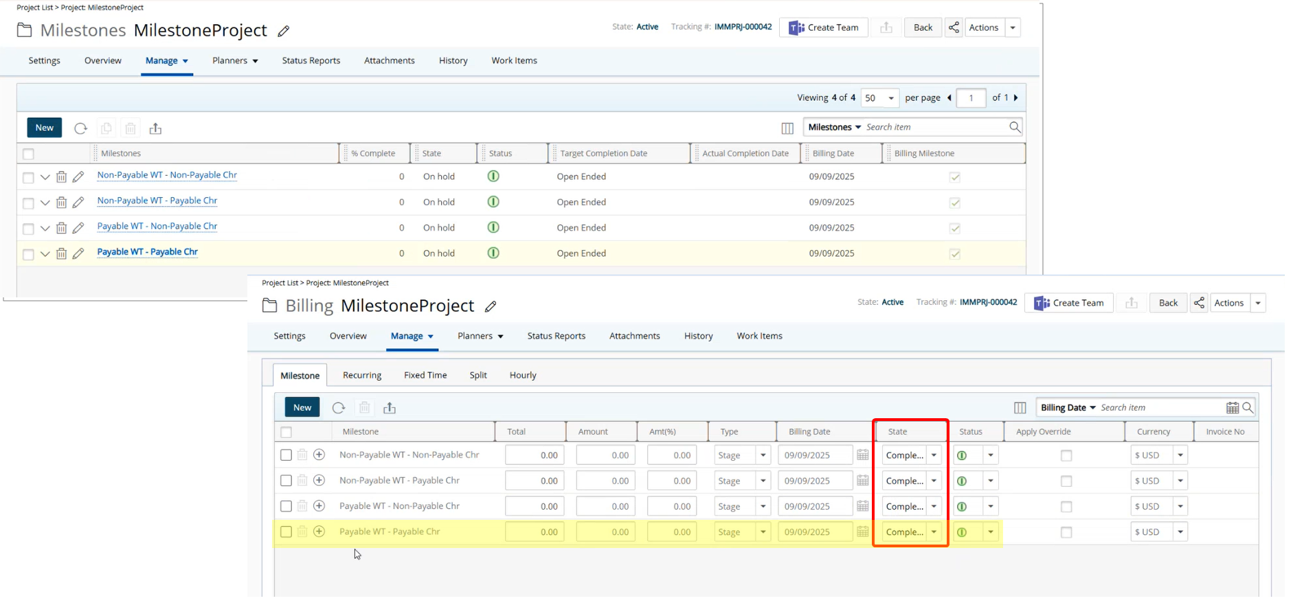 Project Milestones – Payable Charges on Completion