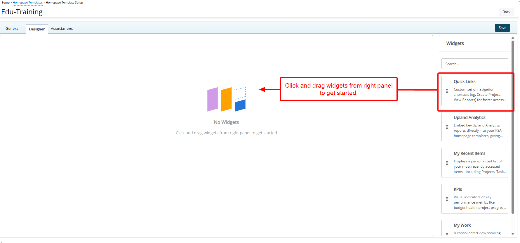 The Designer tab is your creative workspace — a drag-and-drop canvas where you can arrange content using a clean, snap-to-grid layout.