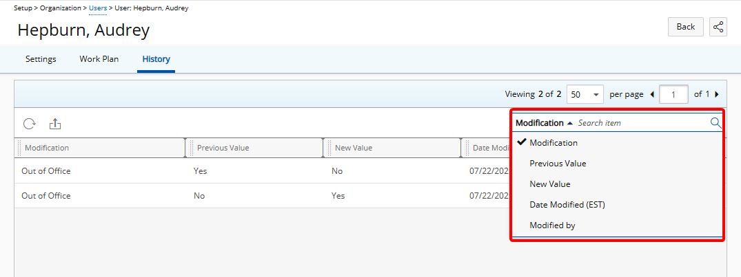 Search Fields Added to History Pages