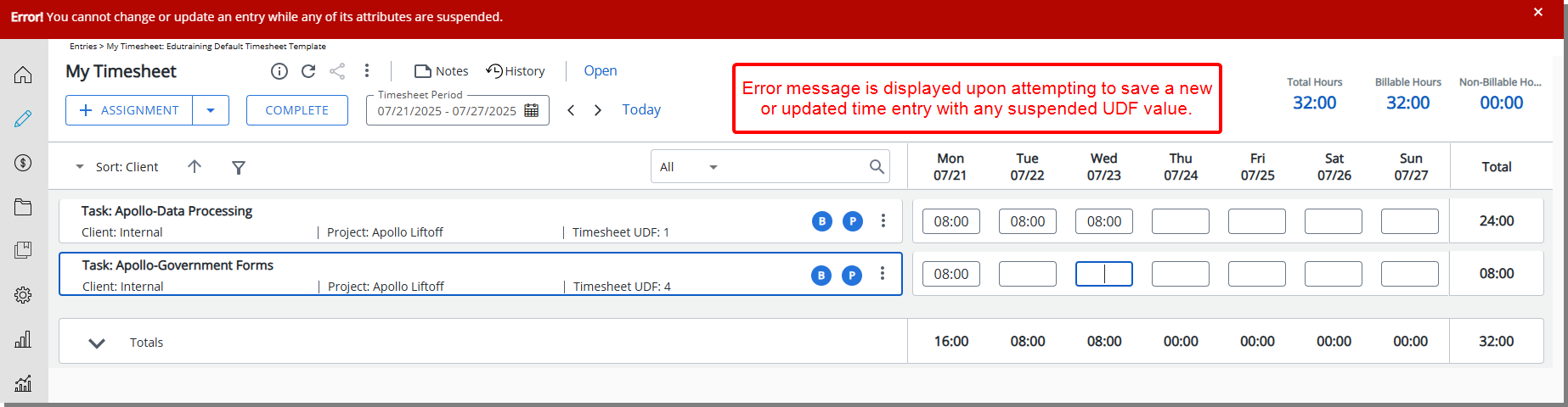 You cannot change or update an entry while any of its attributes are suspended