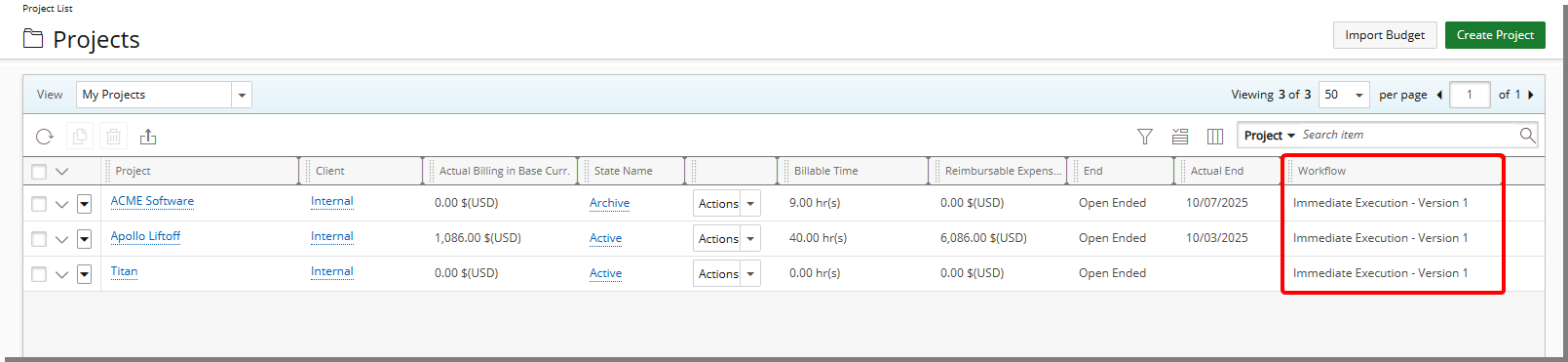 View Project Workflow Version and State Attributes in Project List