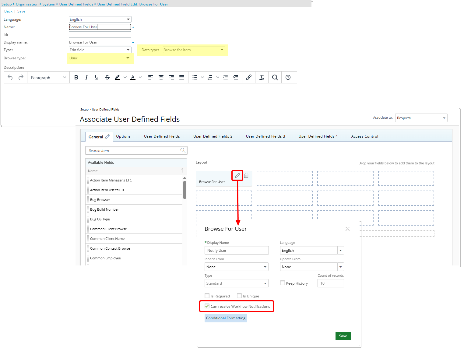 Browse for User UDFs Now Supported as Recipients in Project Workflow Notifications