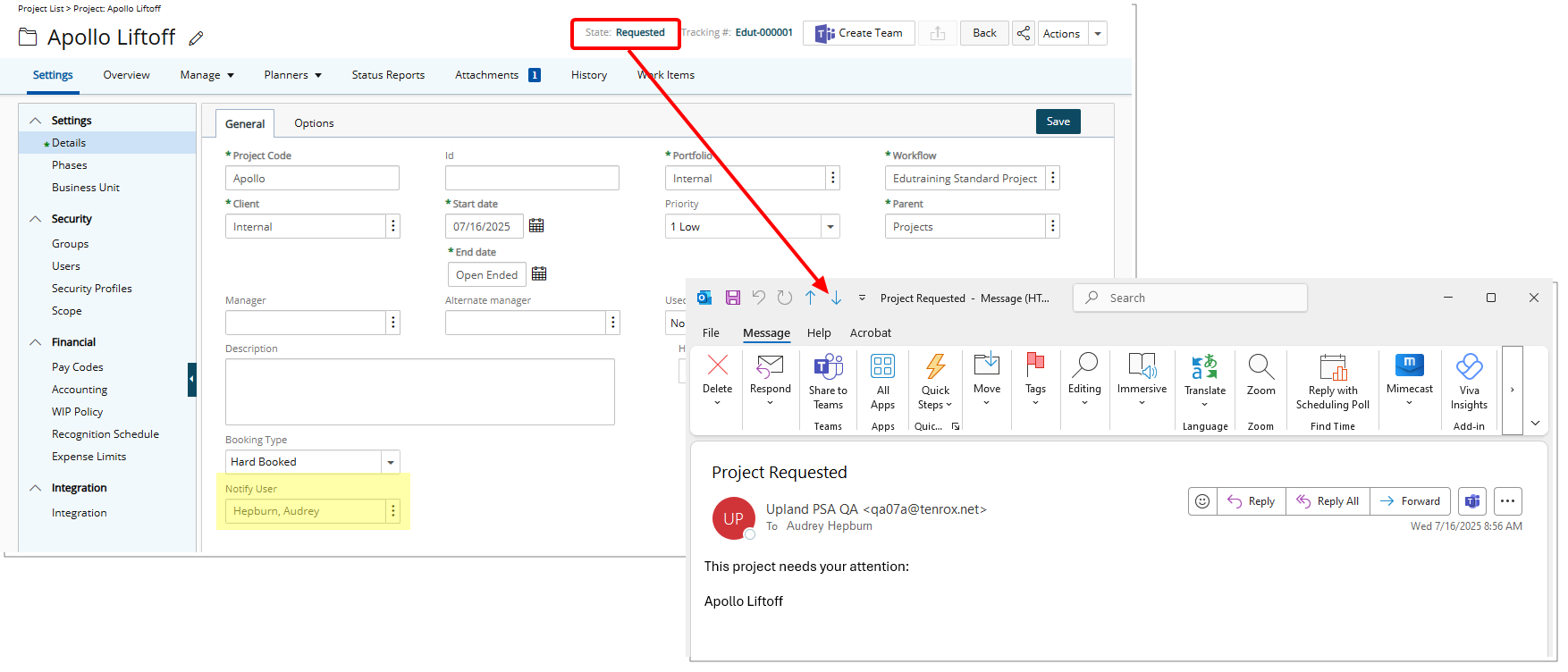When a Project Workflow Notification is triggered, the system sends the notification to all assigned recipients for that State/Transition.