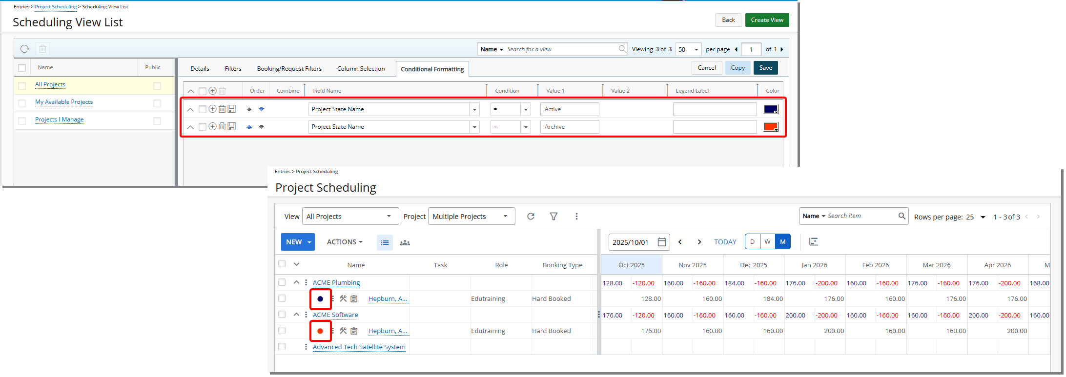 Addition of Project State Name Field in Project Scheduling Conditional Formatting
