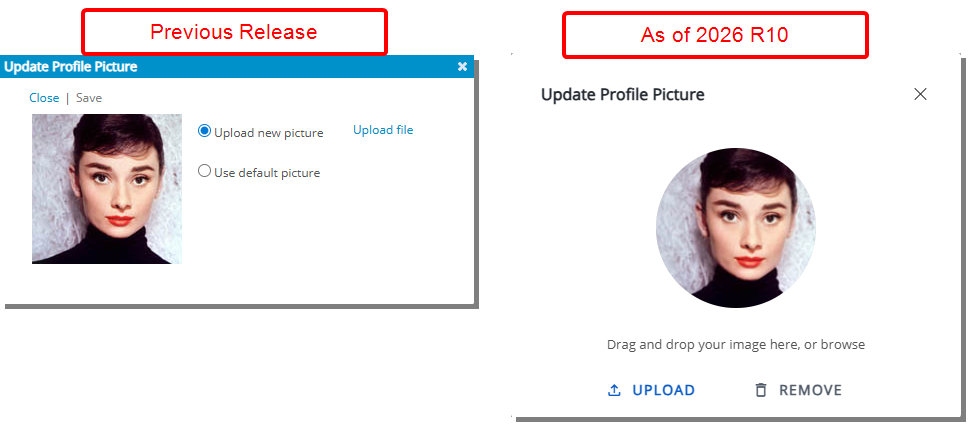 The Update Profile Picture pop-up has been modernized. 