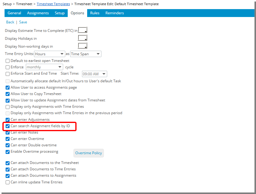 Search Assignment Fields by ID