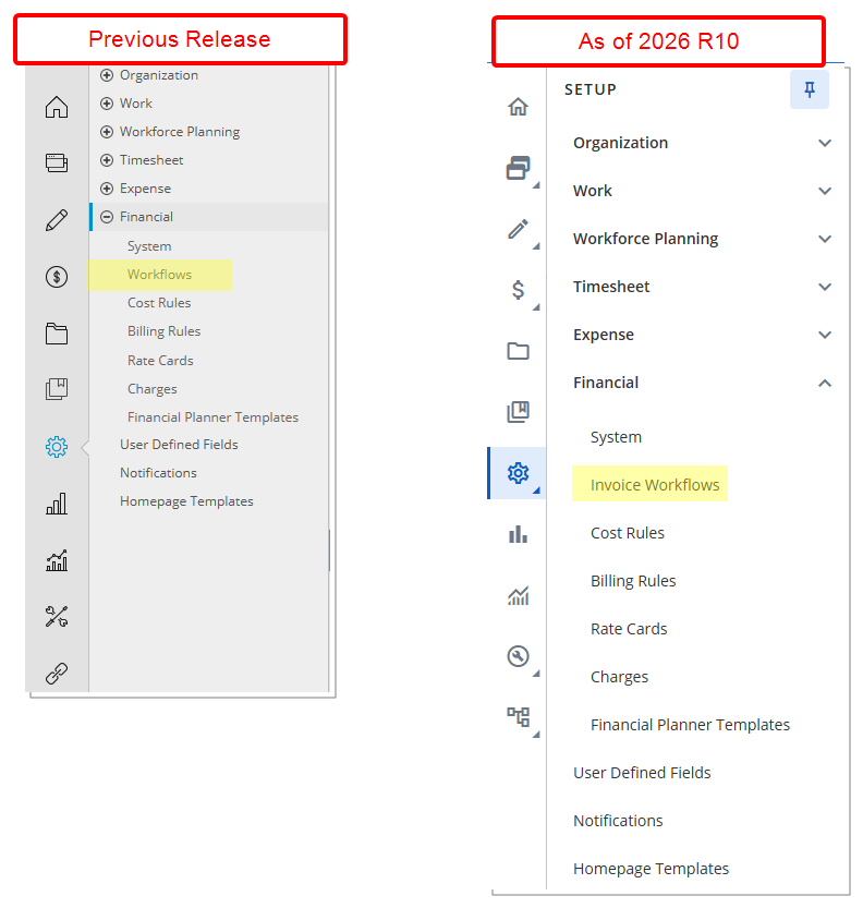 Standardized Left-Panel Menu Labels
