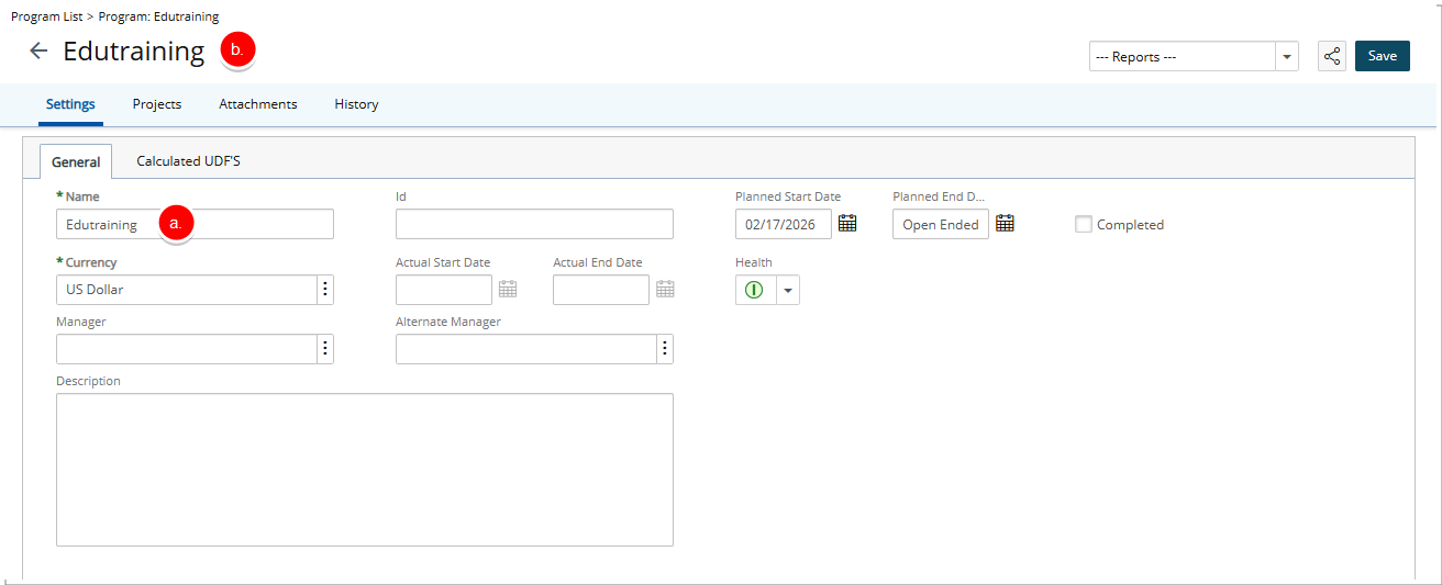 Standardized Titles and Name Field Addition - Program Edit