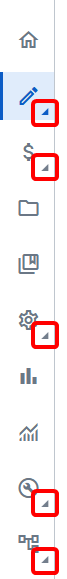 Icons that have an associated Navigation Menu display a small triangle indicator to the right of the icon