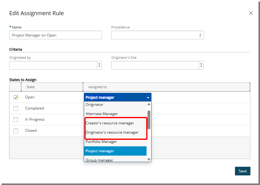 New Resource Manager Options in Work Item Workflow Assignments and Notifications
