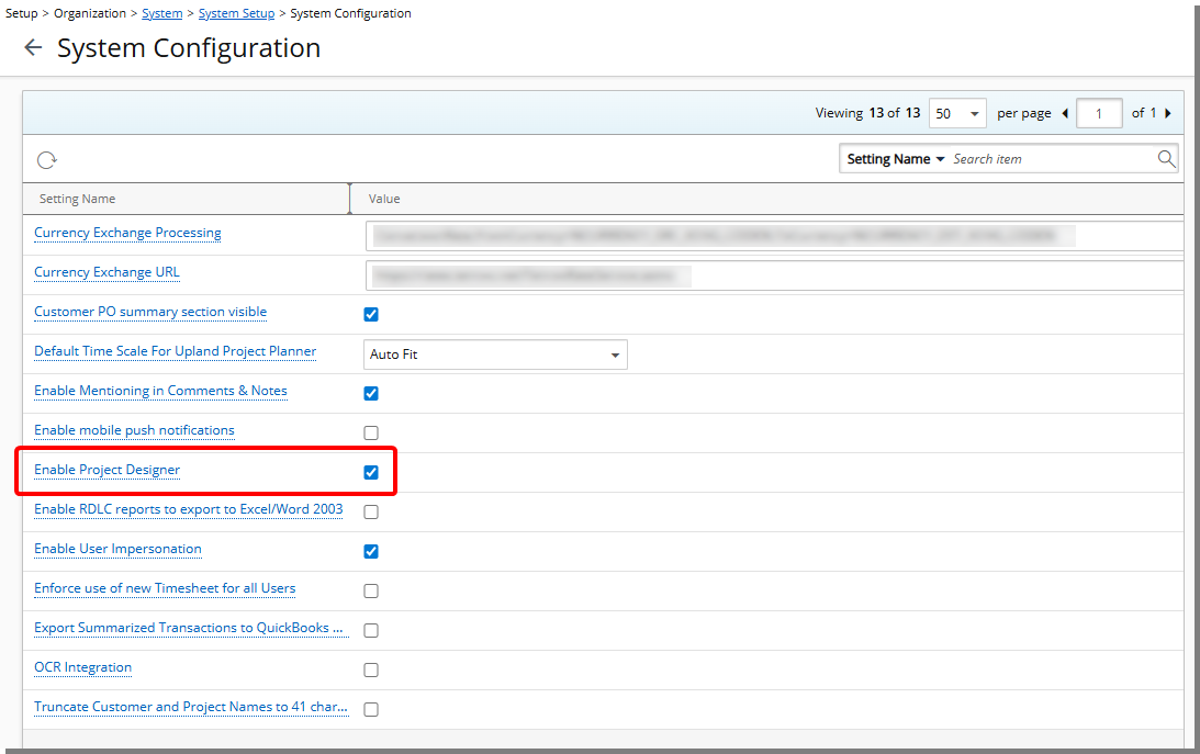 New Setting to Enable Project Designer