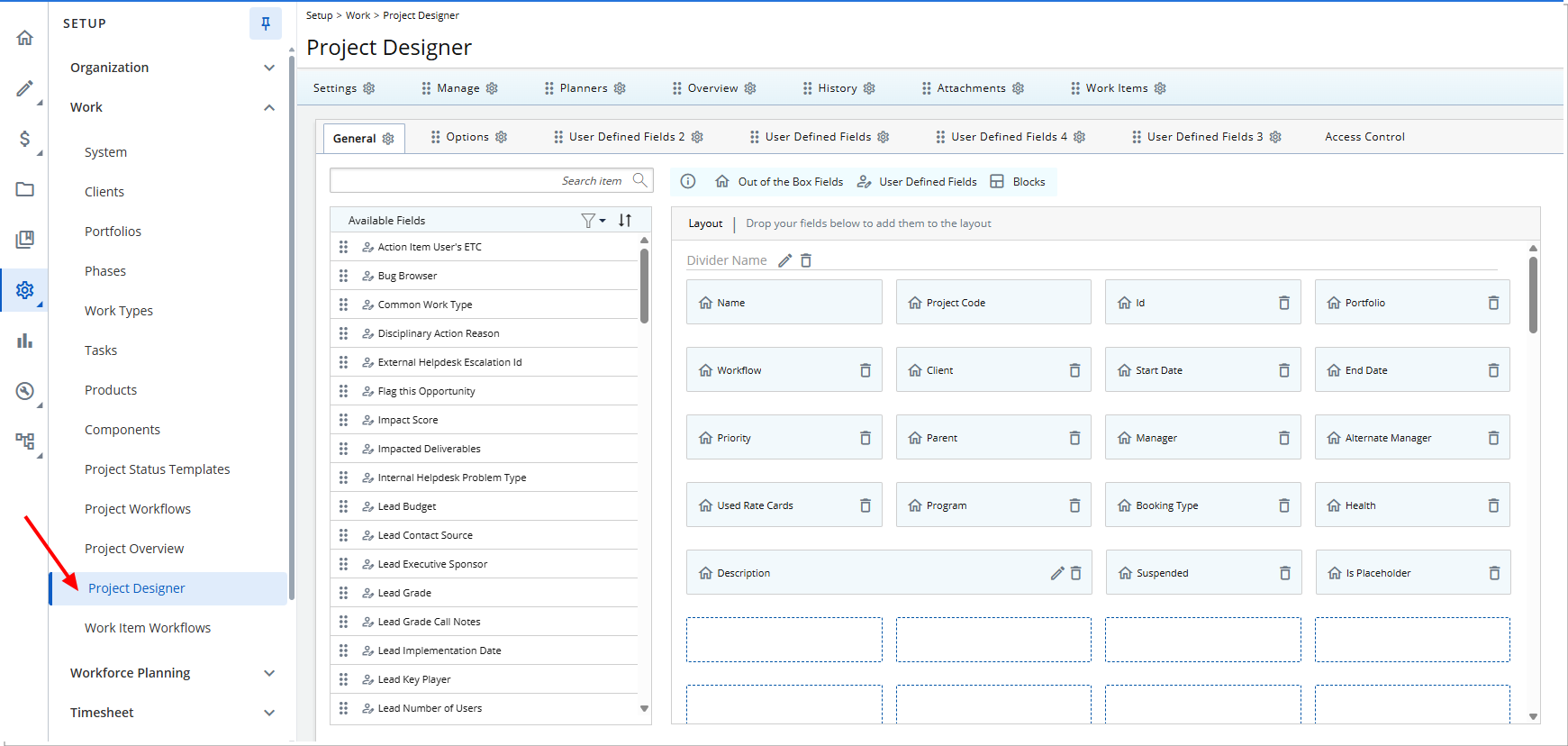 When the Enable Project Designer setting is turned on, you can access the new Project Designer.