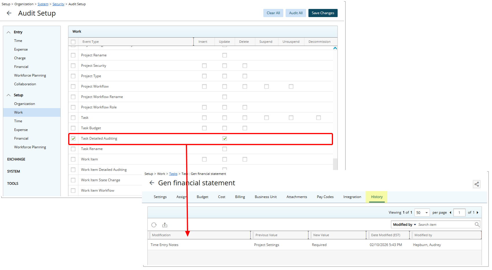 Task Detailed Auditing