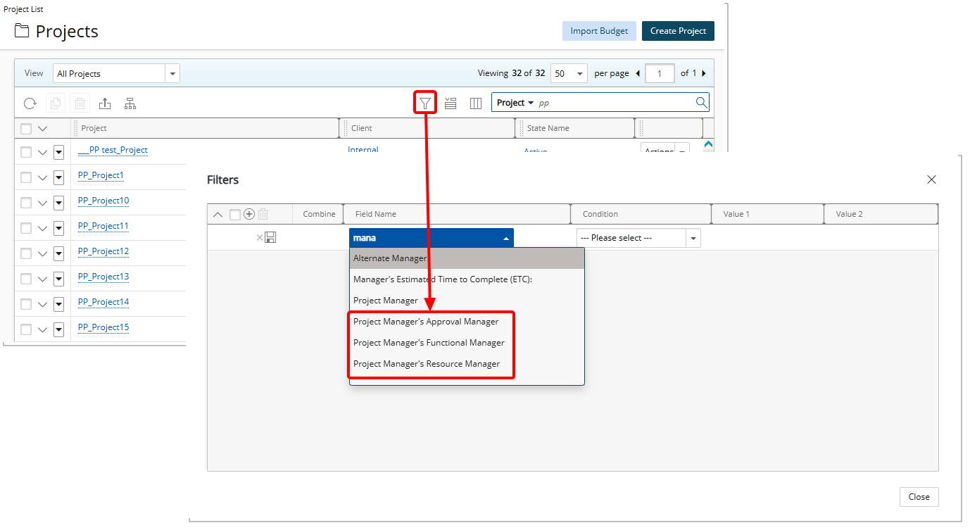 Project List On-Page Filter (Project List)
