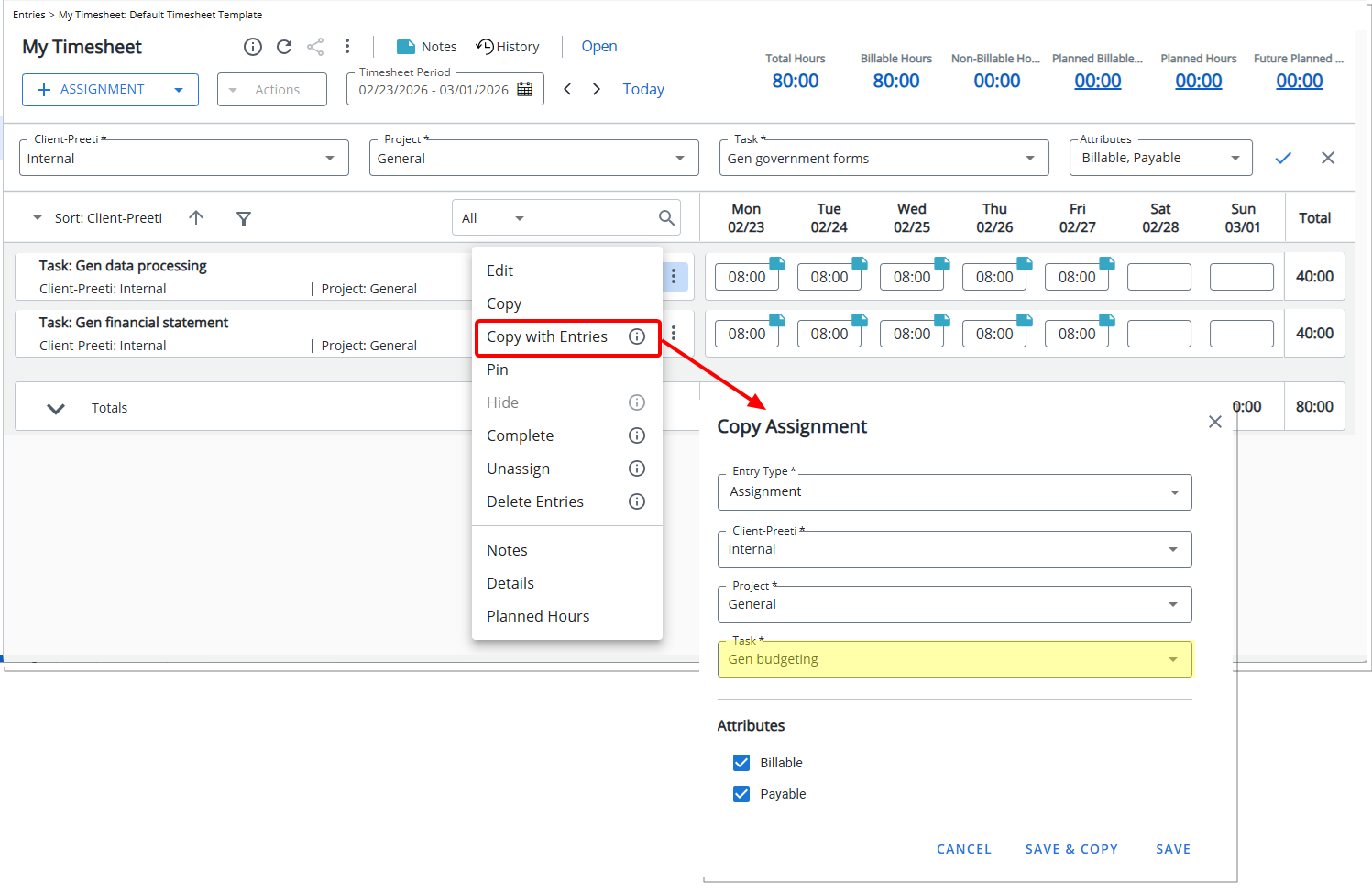 Copy Assignment Including Time Entries and Notes