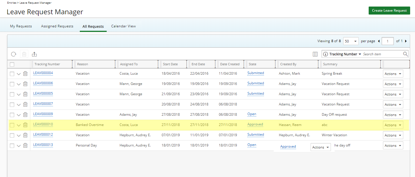 View the confirmation of Request approved