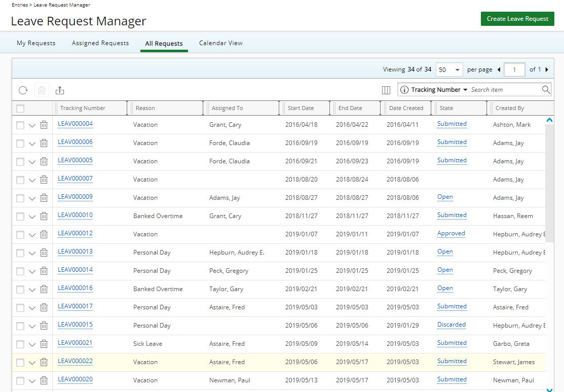 Administrating Leave Requests